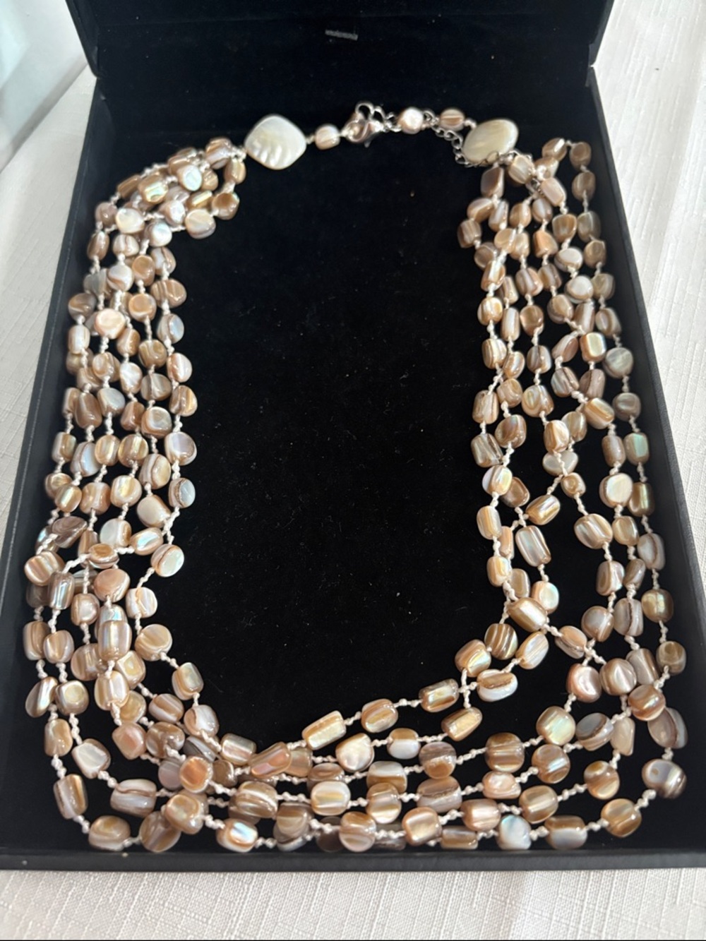 Multi-Strand Champagne shell necklace
